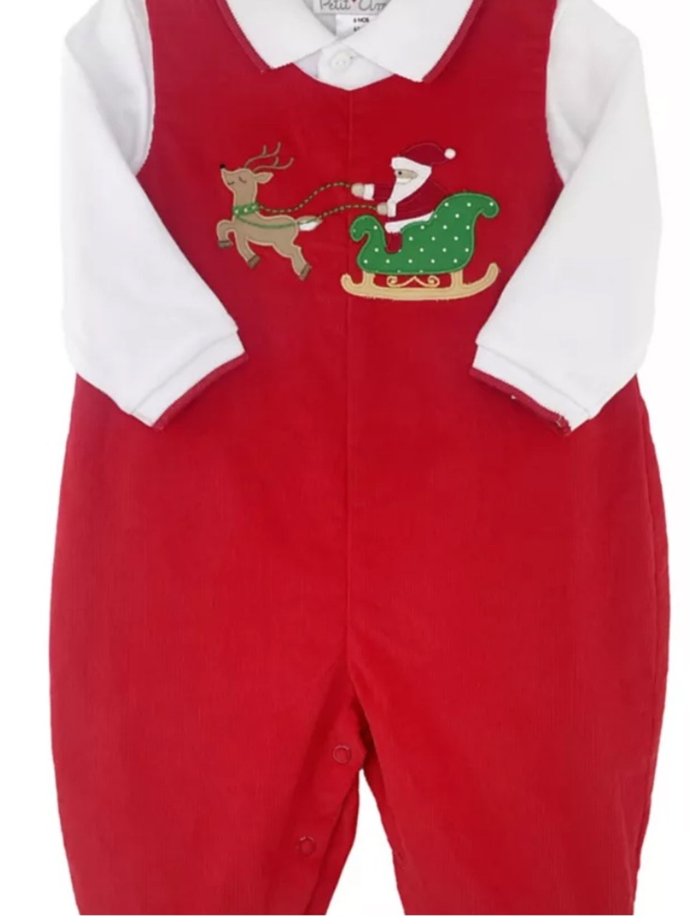 Petit Ami Red Christmas Santa & Reindeer Baby Romper